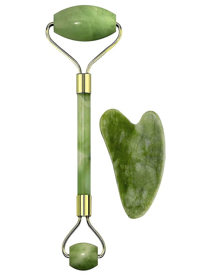 SEASPIRIT Natural Jade Stone Facial Roller Massage with Gua Sha Tool for Face Eye Neck Foot Massage For Men and Women - Image 1