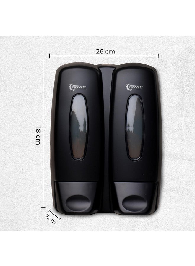 ROBUSTT موزع سائل صابون مزدوج الجوانب قوي ومتعدد الاستخدامات - سعة 2 × 350 مل - مع خطافات لاصقة | تصميم موفر للمساحة للحمام، المطبخ، الفنادق، المراكز التجارية | تركيب سهل (عبوة من 1) - Image 4