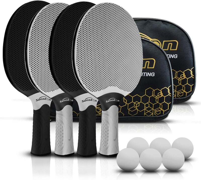 Senston Table Tennis Rackets Set,Professional Ping Pong Paddle Set for 4 Players, Composite Rubber Table Tennis Paddles, Indoor or Outdoor Games. - Image 1