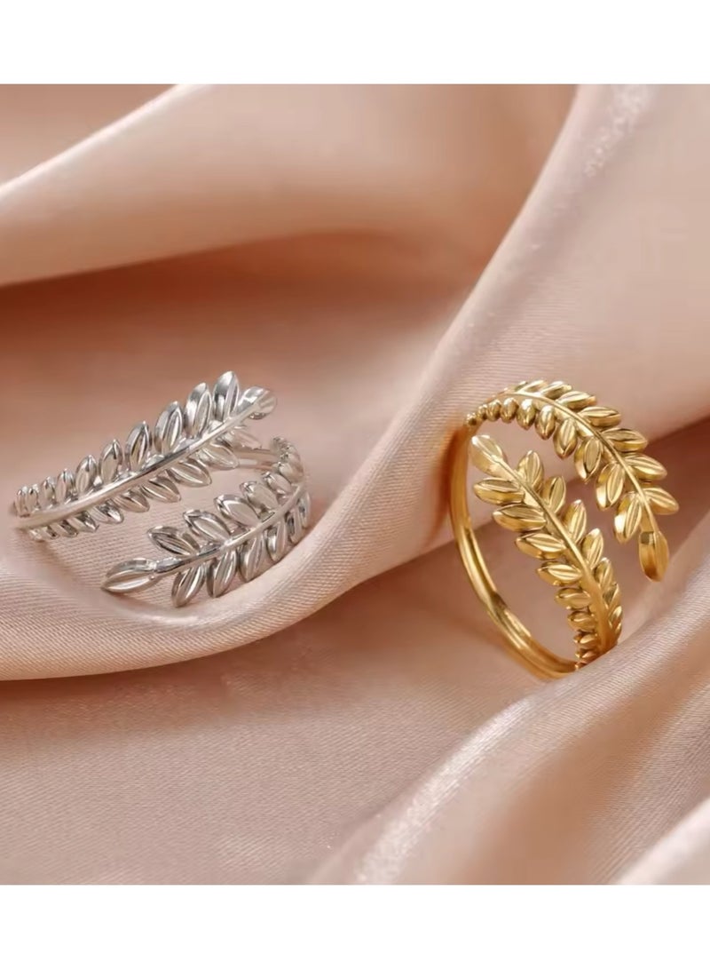 Equal 2Pcs Of Stainless Steel Silver & Gold Rings For Women One Size - Image 3