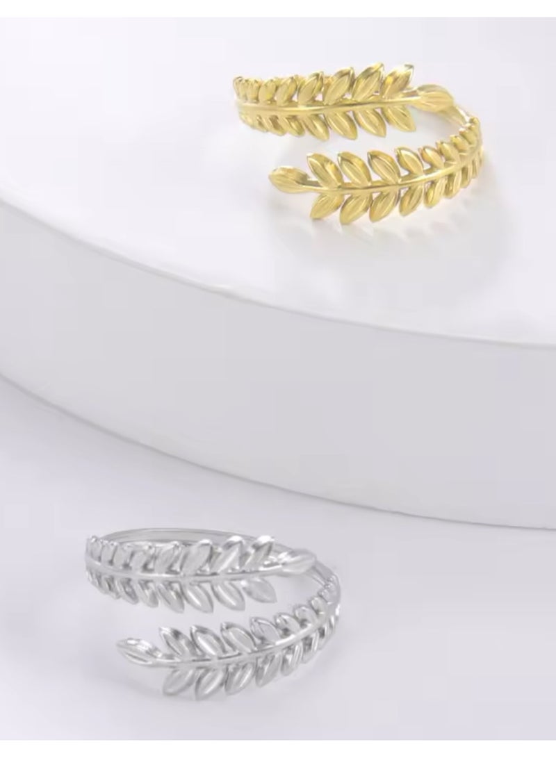 Equal 2Pcs Of Stainless Steel Silver & Gold Rings For Women One Size - Image 4