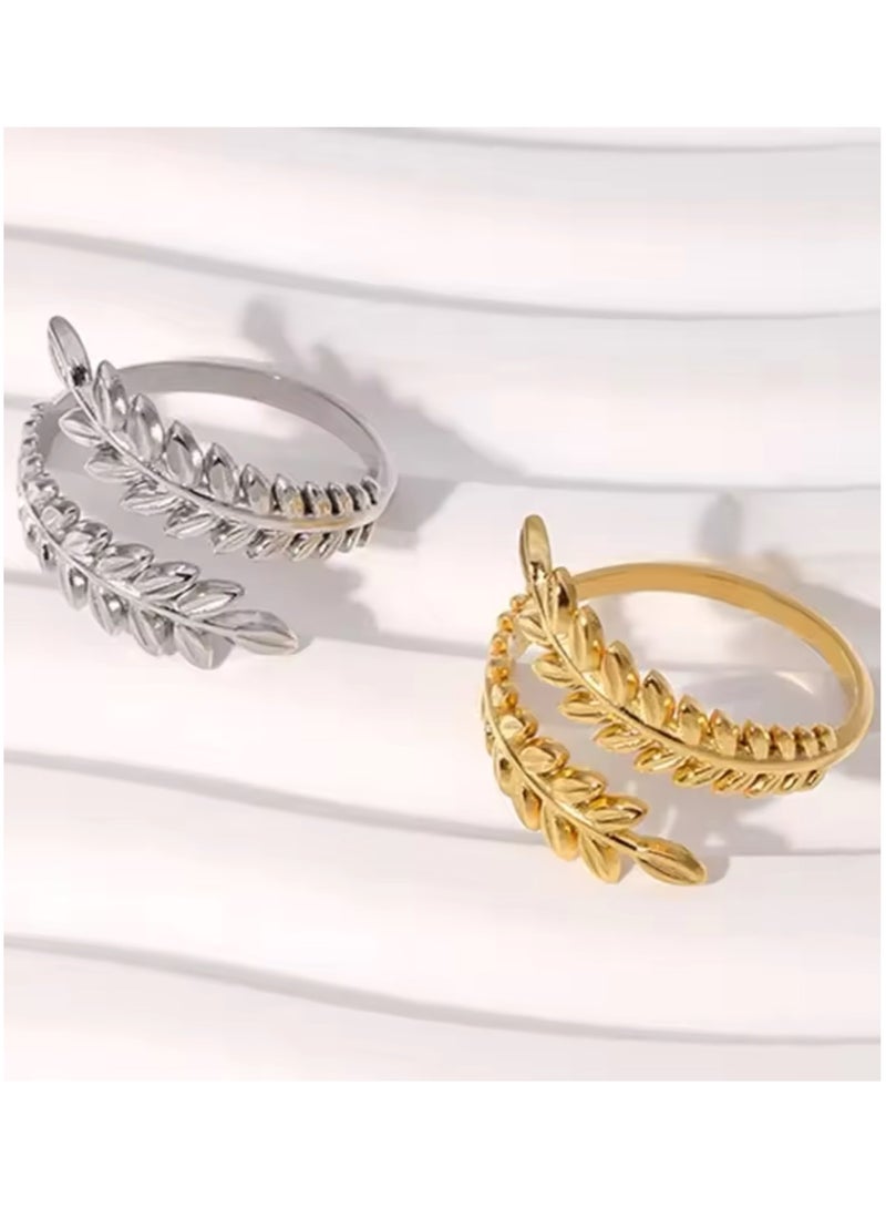 Equal 2Pcs Of Stainless Steel Silver & Gold Rings For Women One Size - Image 2