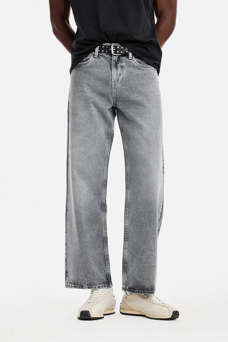SNITCH Grey Solid Loose Fit Casual Jeans