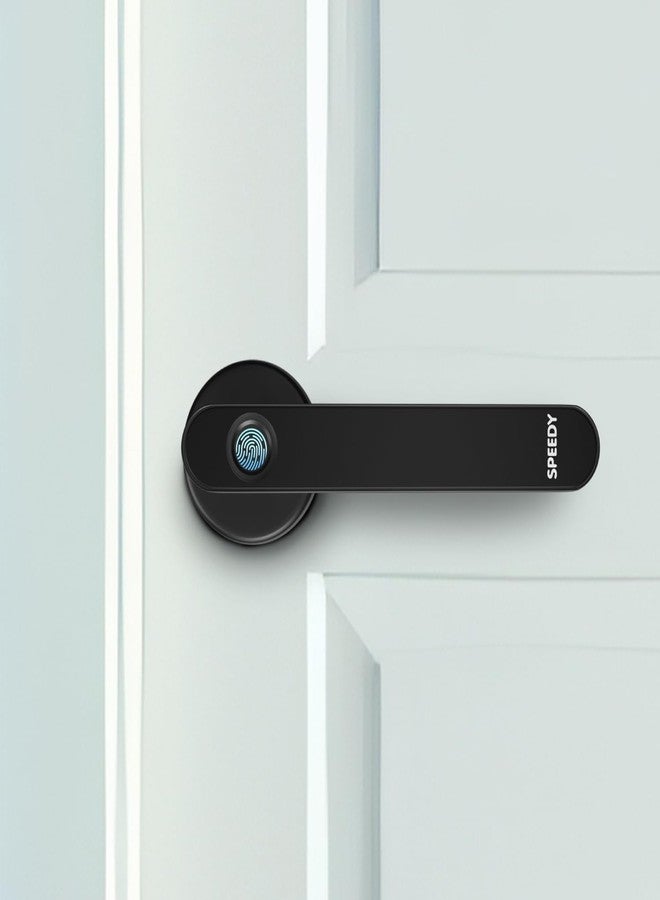 Speedy Smart Bluetooth Door Lock for Wooden Doors | Fingerprint, App and Key Access | Fits 35-50mm Doors | Free Installation | 2 Year Warranty | Black - Image 2