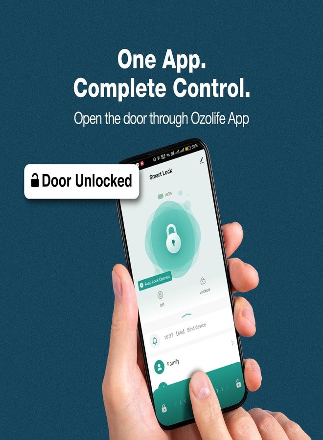 Speedy Smart Bluetooth Door Lock for Wooden Doors | Fingerprint, App and Key Access | Fits 35-50mm Doors | Free Installation | 2 Year Warranty | Black - Image 4