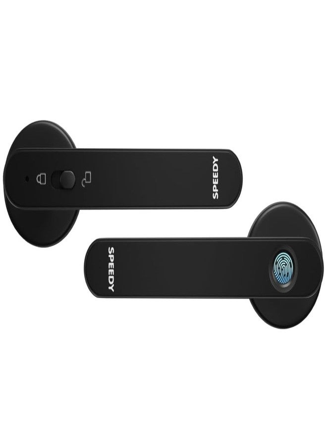 Speedy Smart Bluetooth Door Lock for Wooden Doors | Fingerprint, App and Key Access | Fits 35-50mm Doors | Free Installation | 2 Year Warranty | Black - Image 1