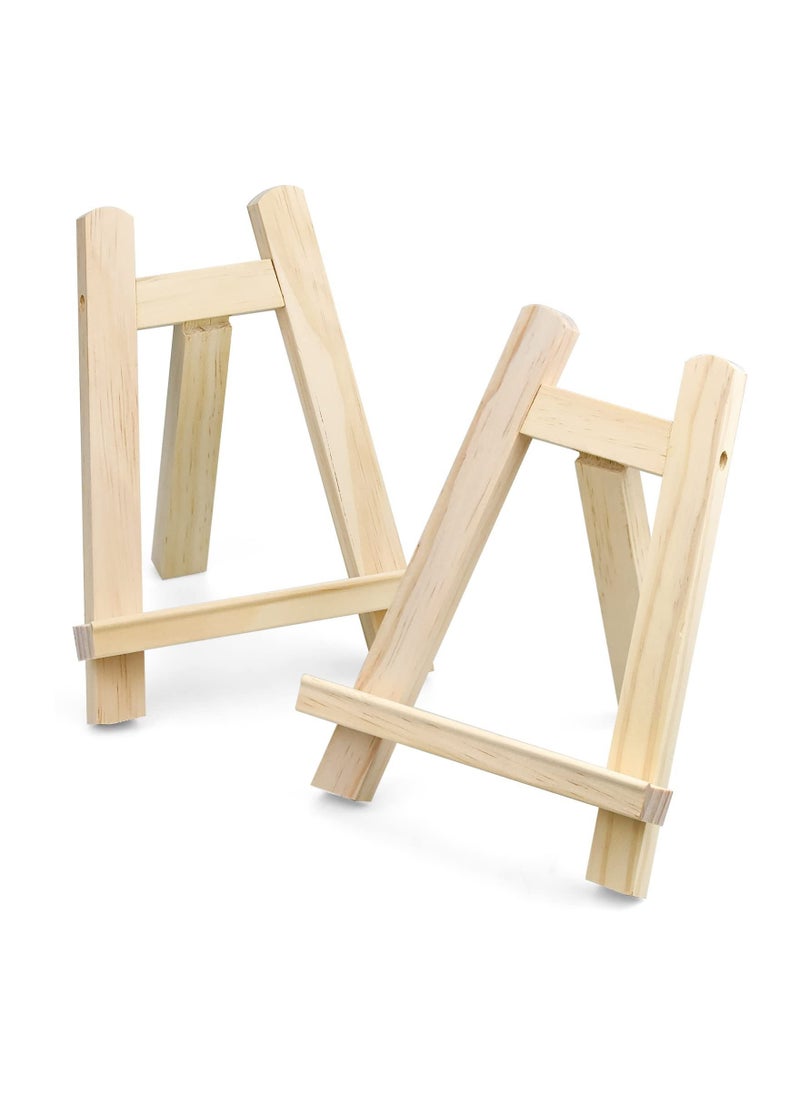 SYOSI - 2 Pcs Wooden Mini Easel Stand Small Triangle Tabletop Display Stand Artist Painting Holder A Frame Easel for Displaying Wedding Business Card Children Drawing Photos Numbering Calendar - Image 1