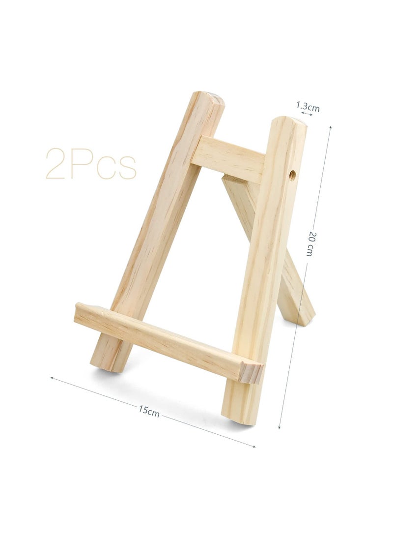 SYOSI - 2 Pcs Wooden Mini Easel Stand Small Triangle Tabletop Display Stand Artist Painting Holder A Frame Easel for Displaying Wedding Business Card Children Drawing Photos Numbering Calendar - Image 1