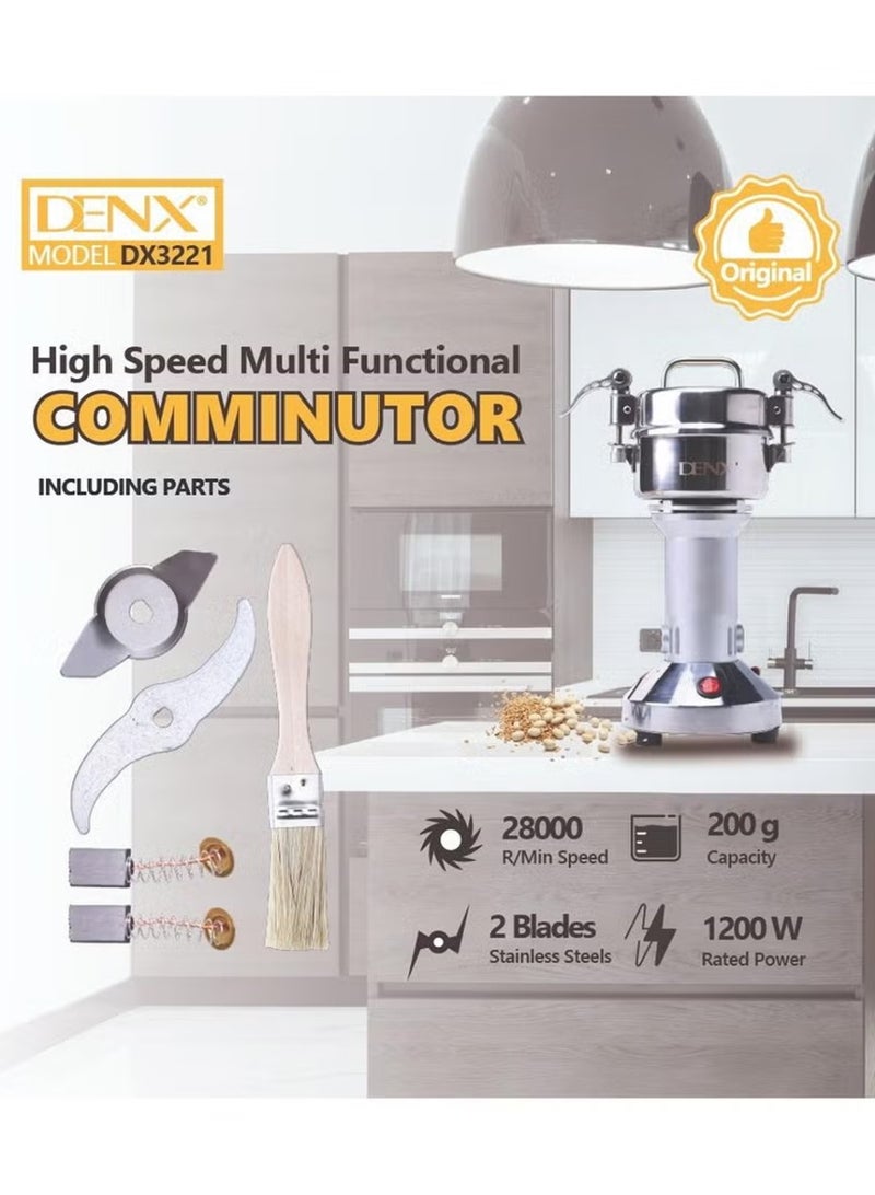 دينكس مطحنة كهربائية DENX 1200 واط، سعة 200 جرام، سرعة 28000 دورة في الدقيقة، تستخدم لطحن القهوة/الحبوب/التوابل/الحبوب/الأعشاب/المكسرات، مناسبة للمنزل/المطعم/الفنادق، DX3221 - Image 4