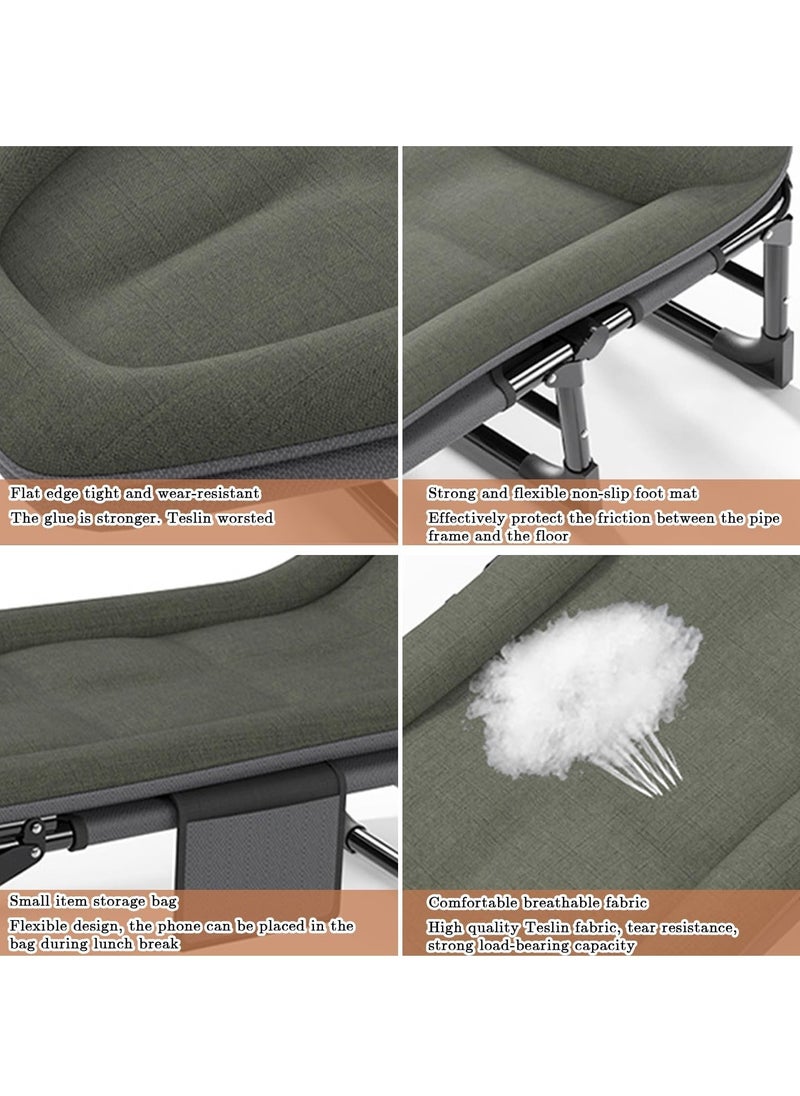 Generic - Folding Camping Bed Comfortable Portable Foldable Bed with Mattress Pillow Premium Single Lounge Chair Indoor Outdoor Beach Bed for Camp Office Lounger (Folding Bed) - Image 1