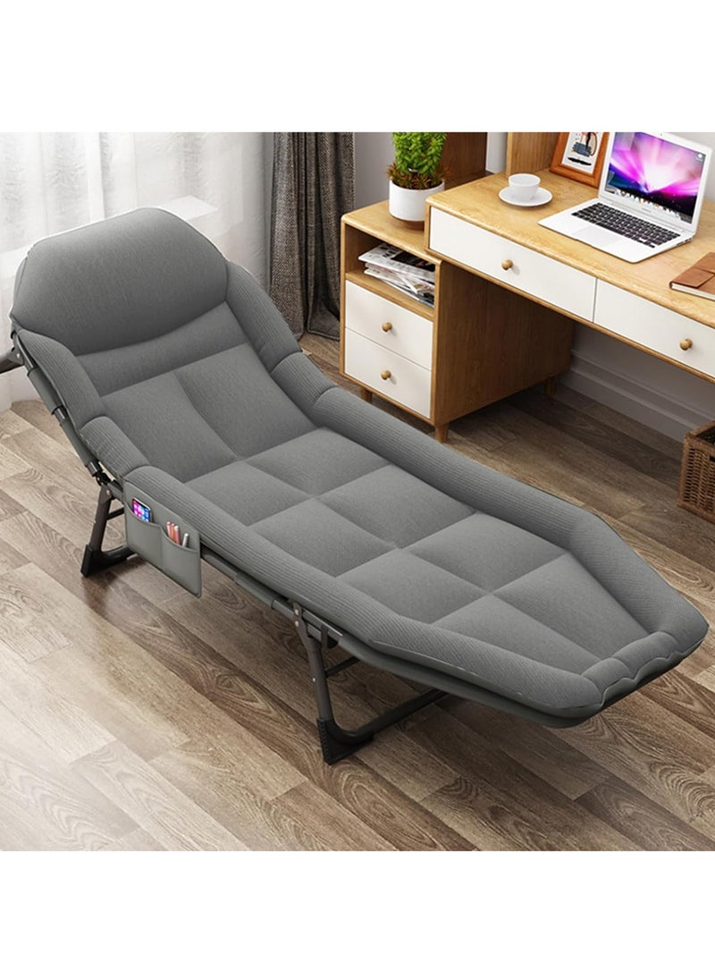 Generic - Folding Camping Bed Comfortable Portable Foldable Bed with Mattress Pillow Premium Single Lounge Chair Indoor Outdoor Beach Bed for Camp Office Lounger (Folding Bed) - Image 1