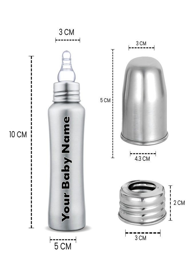 Speedex Customised Stainless Steel Baby Feeding Bottle - Anti-Colic, BPA-Free, Plastic-Free, Durable, with Nipple - Safe for Baby Boys & Girls (Silver-(MATT), 240ml) - Image 4