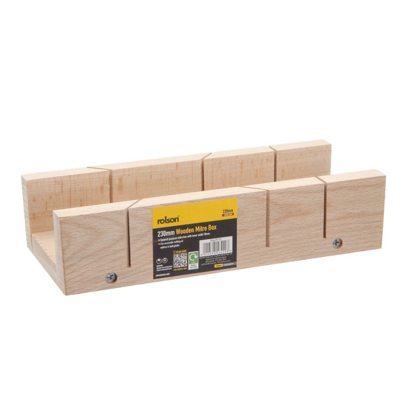 230mm Wooden Mitre Box 56429 | Precision Guide for Mitre & Straight Cuts