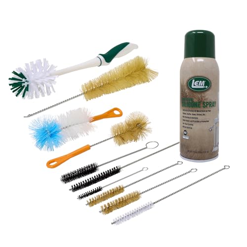 LEM Products Meat Grinder Cleaning Kit, Includes Brushes and Food Grade Silicone Spray, 10 Brushes and 10 Oz. Can Silicone Spray - Image 1
