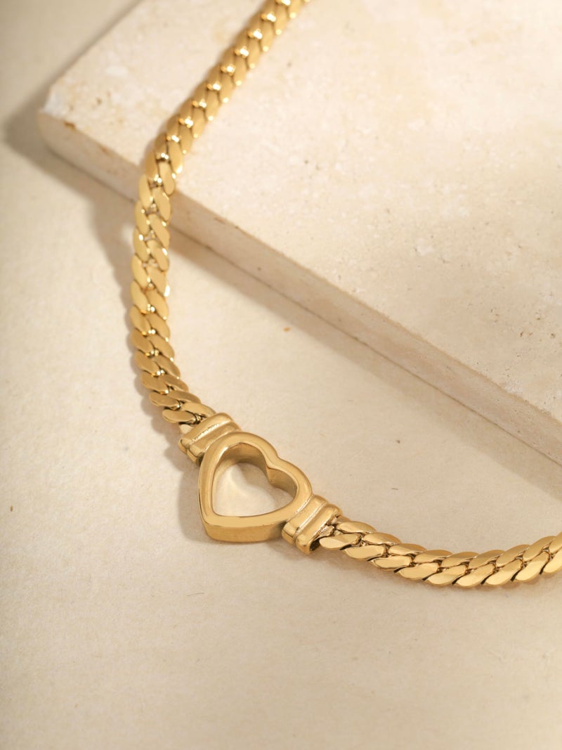Sacina Gold-tone Heart Choker, Stainless Steel Necklace, Gold-tone Choker Necklaces for Women, Chunky Heart Necklace, Valentine Gift, Christmas Jewelry Gift - Image 5