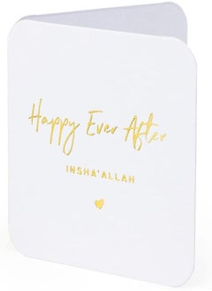 Ym Sketch بطاقة تهنئة فارغة من YM Sketch - Happy Ever After | حافة مستديرة مربعة 6.5 × 6.5 سم | نقش فاخر من رقائق الذهب على ورق أبيض 