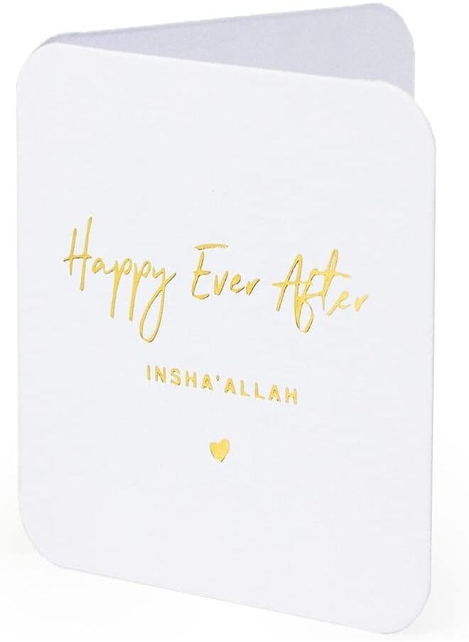 Ym Sketch YM Sketch Greeting Card Blank - Happy Ever After | Round Edge Square 6.5 x6.5 cm | Luxury Gold Foil Emboss on White 