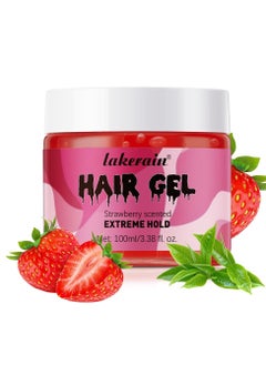 lakerain Edge Controller Gel for Black Hair 4C - Extra Hold, Non-Greasy Edge Smoother & Styling Tamer with No Flaking or White Residue, Enhanced with Shiny, Smooth Finish & Strawberry Scent 