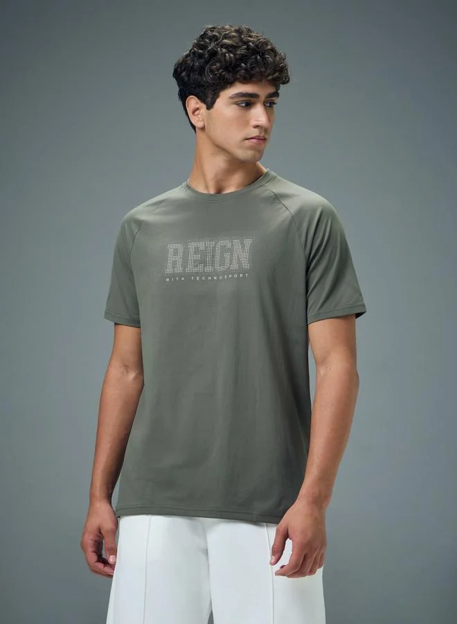 Technosport Technosport Men Typography Print Slim Fit T-Shirt