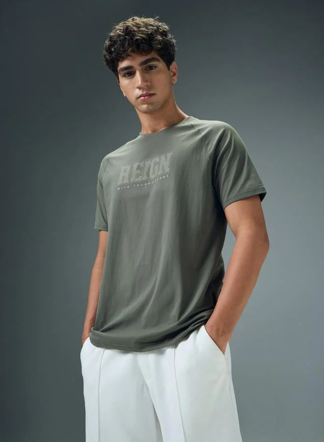 Technosport Technosport Men Typography Print Slim Fit T-Shirt