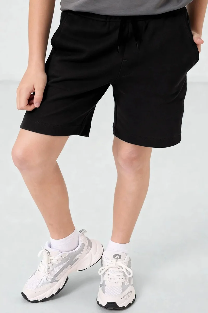 Tommylife Black TOMMY Youth Cotton-Blend Shorts for Men | Best Price UAE