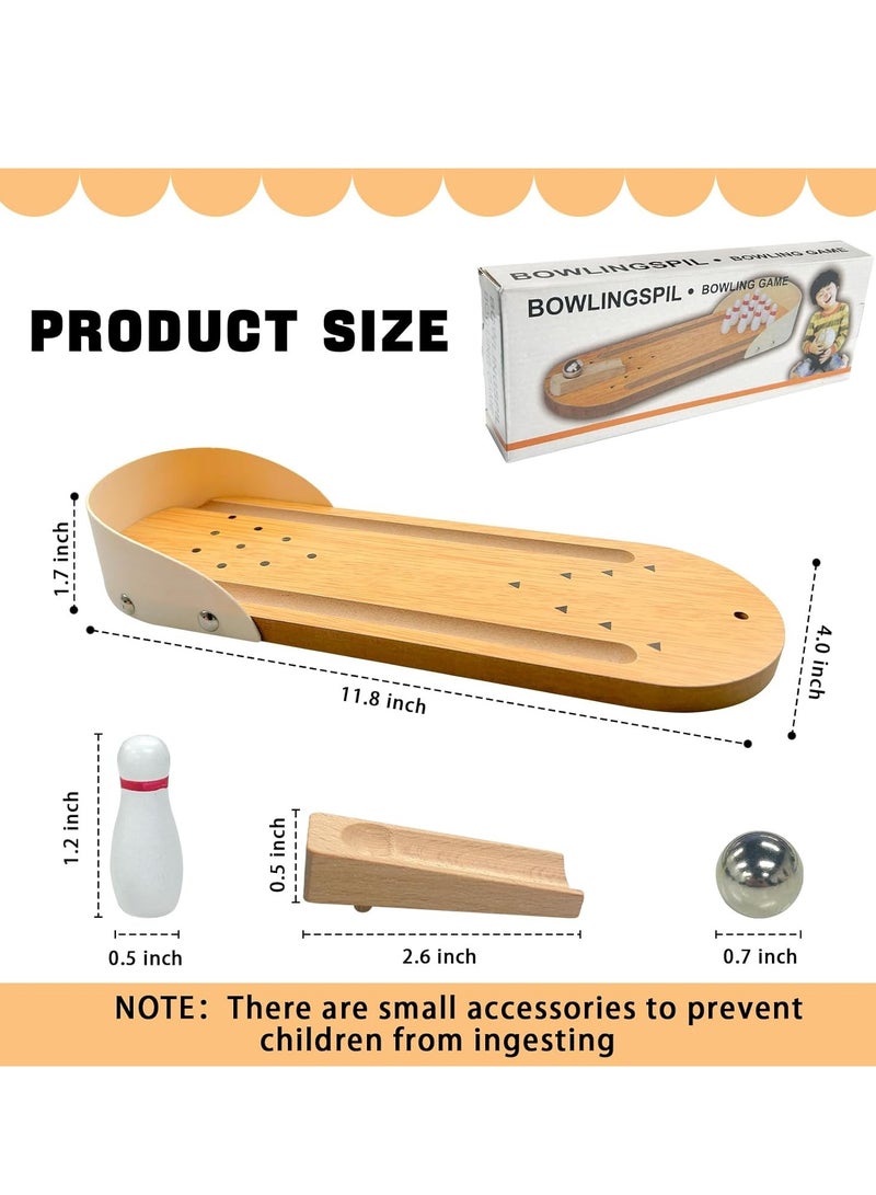 Meetion Mini Bowling Game Set, Wooden Tabletop Bowling Game Desktop Bowling Toys Home Bowling Alleys Gifts for Men Adults And Kids Teens Boys - Image 3