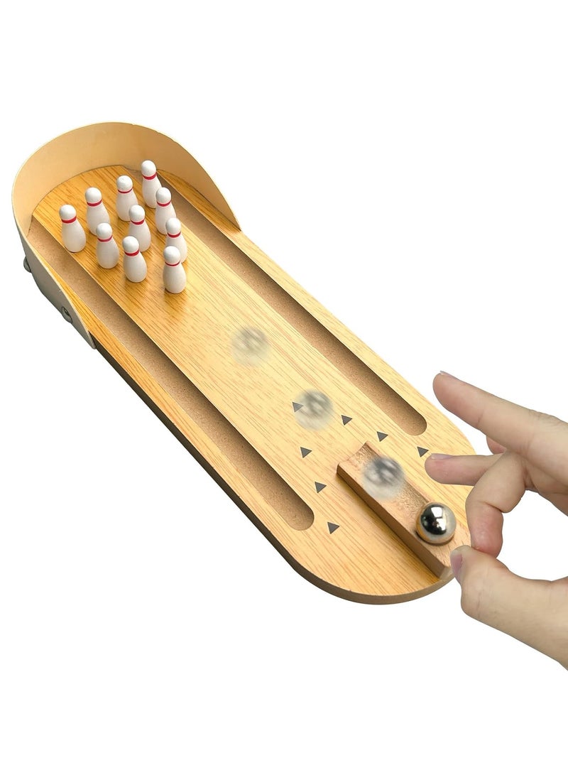Meetion Mini Bowling Game Set, Wooden Tabletop Bowling Game Desktop Bowling Toys Home Bowling Alleys Gifts for Men Adults And Kids Teens Boys - Image 1