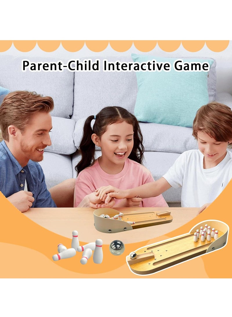 Meetion Mini Bowling Game Set, Wooden Tabletop Bowling Game Desktop Bowling Toys Home Bowling Alleys Gifts for Men Adults And Kids Teens Boys - Image 4