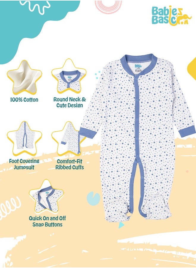 Babies Basic 100% Cotton Printed Long Sleeves Jumpsuit/Romper/Sleepsuit For Babies  - Image 2