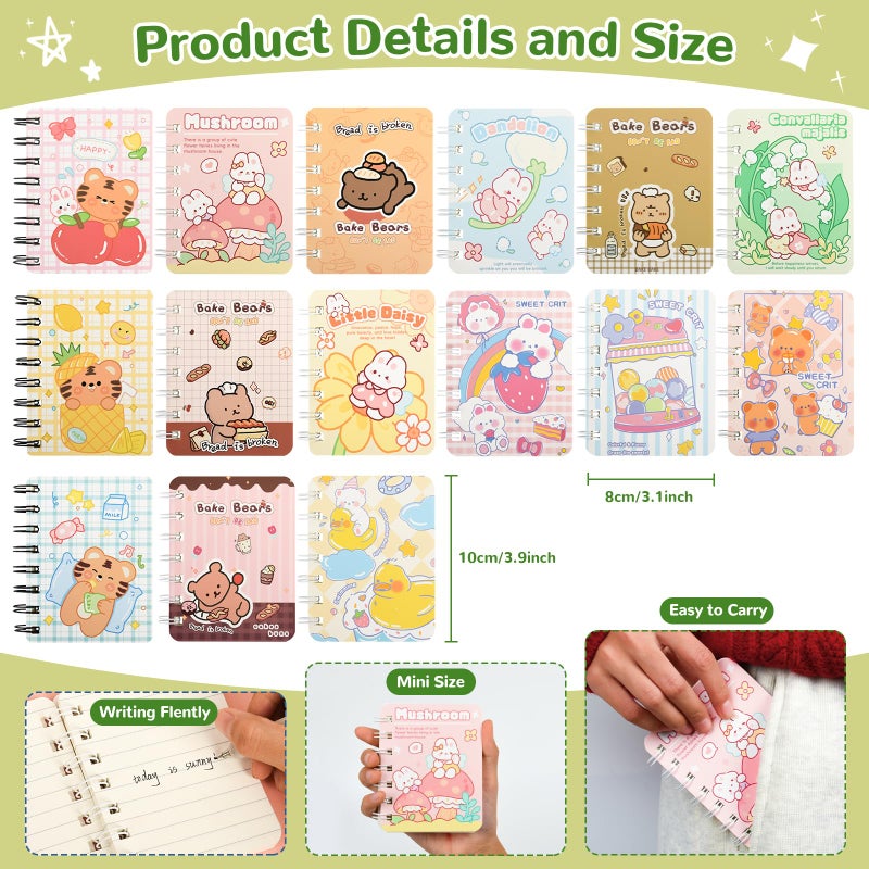 Ulema 30 Packs Mini Notebooks Portable Pocket Notebook for Gifts and Office Back to School Classroom rewards College Ruled Pages (Cartoon) - Image 2