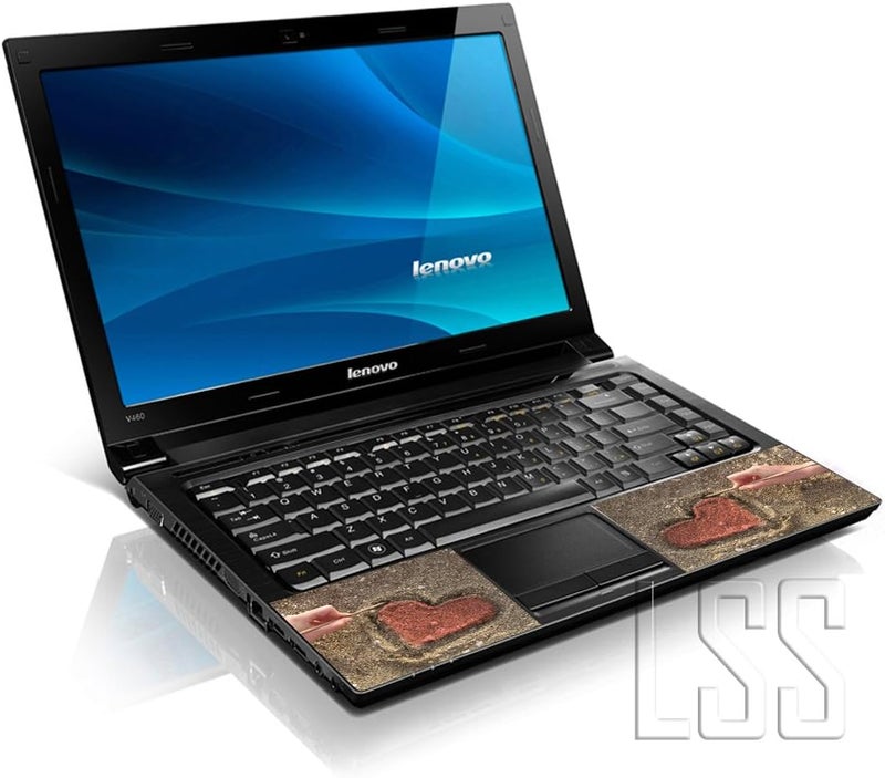 إل أس أس غطاء جلد لابتوب 15 15.6 مع نقش قلب أحمر في الرمال ملونة لـ HP وDell وLenovo وApple وAsus وAcer وCompaq - يناسب 13.3 و14 و15.6 و16 بوصة (وسادتان للمعصم مجانًا) - Image 2