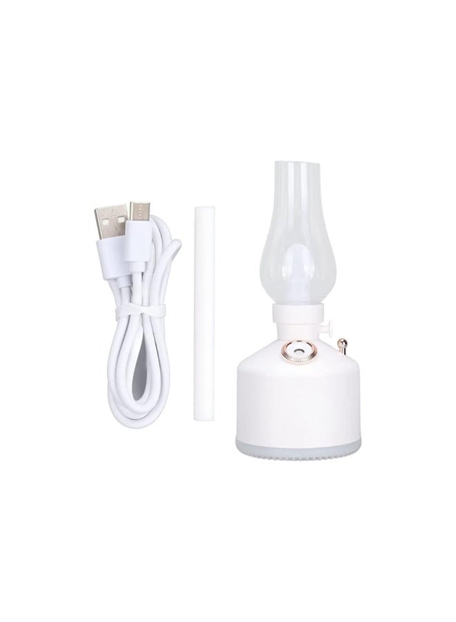 Portable USB Rechargeable Air Humidifier, 280ML Wireless Aromatherapy Diffuser with Vintage Lamp Night Light, 1200mAh Battery, Auto Shut-Off, Type-C - White - Image 3