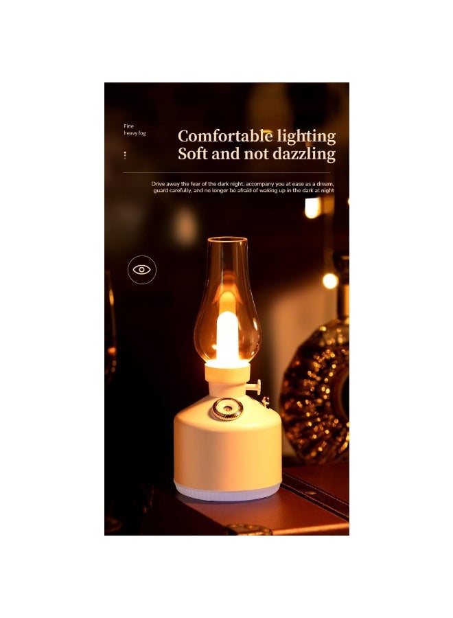 Portable USB Rechargeable Air Humidifier, 280ML Wireless Aromatherapy Diffuser with Vintage Lamp Night Light, 1200mAh Battery, Auto Shut-Off, Type-C - White - Image 5