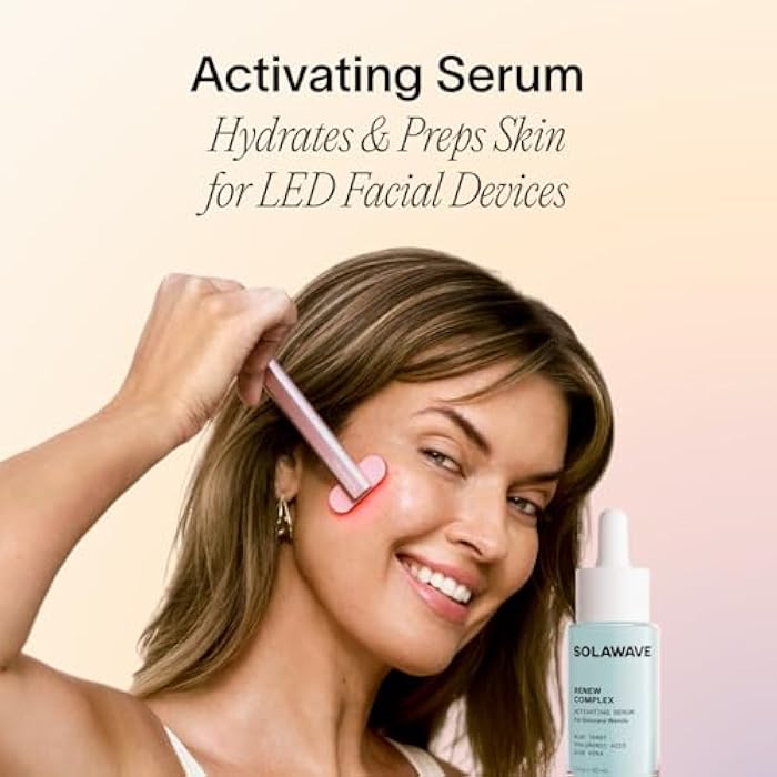 Solawave Renew Complex Red Light Therapy Activation Serum for Face & Neck | Pairs with LED Facial Wand Device | Hydrates & Plumps the Skin | Blue Tansy, Aloe Vera, Hyaluronic Acid (1 Oz) - Image 2