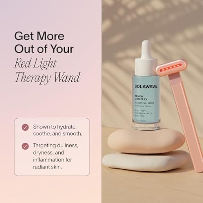 Solawave Renew Complex Red Light Therapy Activation Serum for Face & Neck | Pairs with LED Facial Wand Device | Hydrates & Plumps the Skin | Blue Tansy, Aloe Vera, Hyaluronic Acid (1 Oz) - Image 3