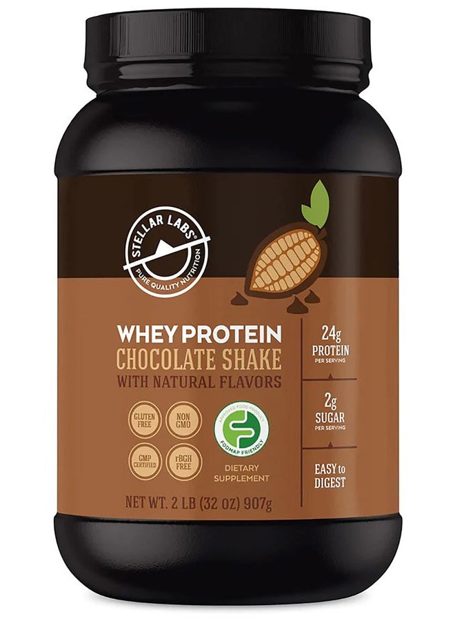 Stellar Labs Whey Protein Powder with BCAA's & Whey Isolate | Certified Low FODMAP, Non GMO, Gluten Free, Low Carb, Keto, with Stevia | All Natural Lean Post Workout Shakes | Chocolate - Image 1