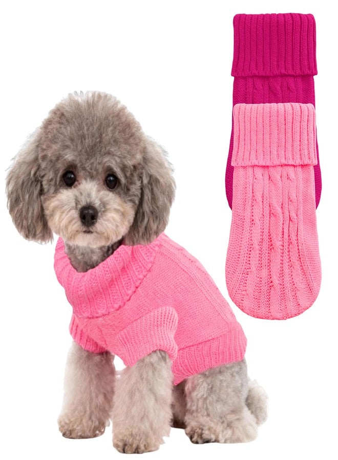 Sdfvsdg 2 Pcs Cutie XXS Dog Sweater Turtleneck Knitted Warm Puppy Sweater Small Dogs Solid Clothes Winter Pet Cat Sweaters Cold Weather Puppy Clothes - Image 1