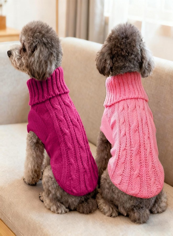 Sdfvsdg 2 Pcs Cutie XXS Dog Sweater Turtleneck Knitted Warm Puppy Sweater Small Dogs Solid Clothes Winter Pet Cat Sweaters Cold Weather Puppy Clothes - Image 2