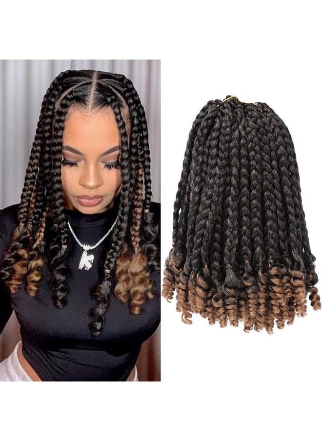 Alimiriam - Short Crochet Box Braids With Curly End 10Inch Omber Bob Braid Hair For Women Kids Pre Stretched Synthetic Hair Braid Hair Black (T1B/30 10" 6 Packs) - Image 1
