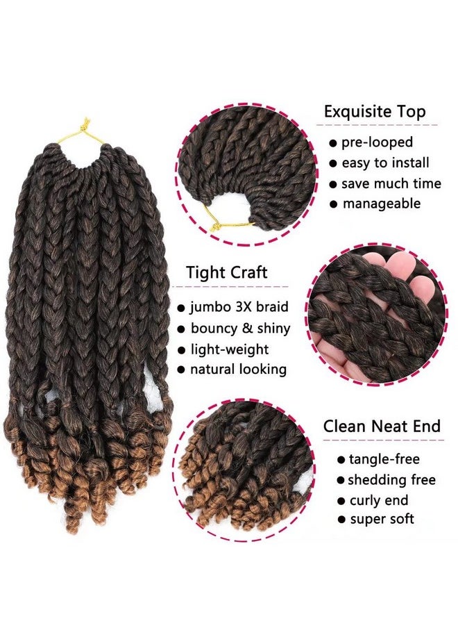 Alimiriam - Short Crochet Box Braids With Curly End 10Inch Omber Bob Braid Hair For Women Kids Pre Stretched Synthetic Hair Braid Hair Black (T1B/30 10" 6 Packs) - Image 1
