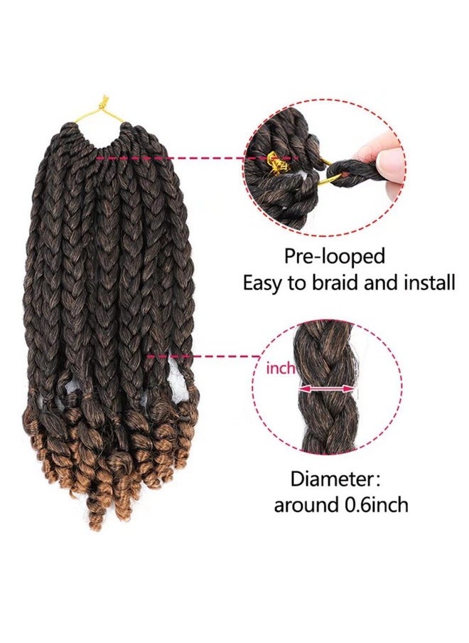 Alimiriam - Short Crochet Box Braids With Curly End 10Inch Omber Bob Braid Hair For Women Kids Pre Stretched Synthetic Hair Braid Hair Black (T1B/30 10" 6 Packs) - Image 1
