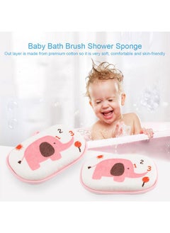 Cute Elephant Pattern Baby Cotton Bath Brush Shower Sponge Washing Rubbing Accessory (Pink)