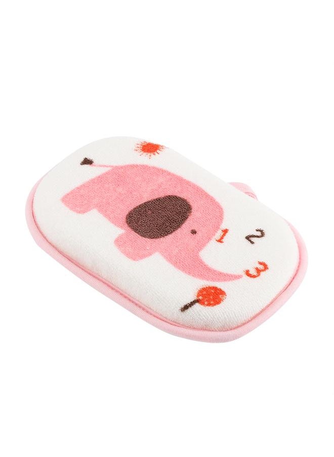 Thoraya - Cute Elephant Pattern Baby Cotton Bath Brush Shower Sponge Washing Rubbing Accessory (Pink) - Image 1