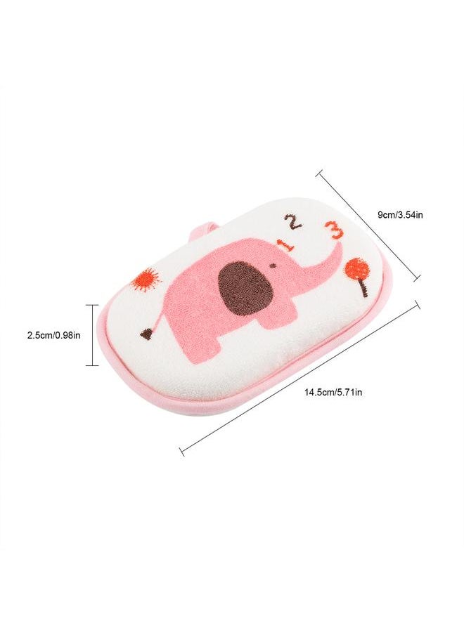 Thoraya - Cute Elephant Pattern Baby Cotton Bath Brush Shower Sponge Washing Rubbing Accessory (Pink) - Image 1