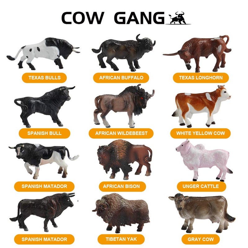 Mini Tudou 12 Pcs Farm Toy Set 3.34'',Multicolor Cow Animal Figurines Cool Cake Topper & Exhibits for Ages 3 4 5 Boys&Girls - Image 3
