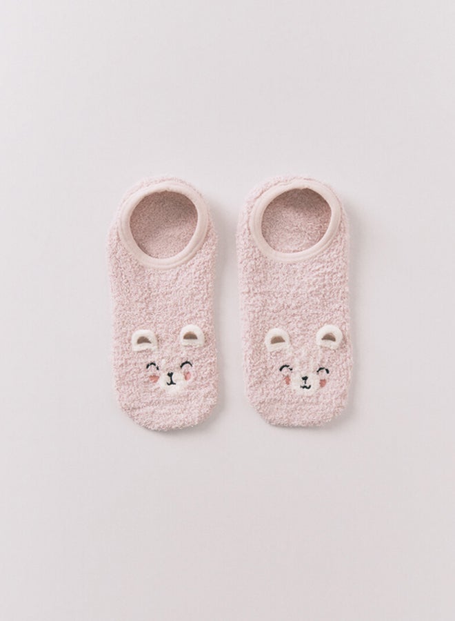 women'secret pink teddy bear slip-on socks - Image 4