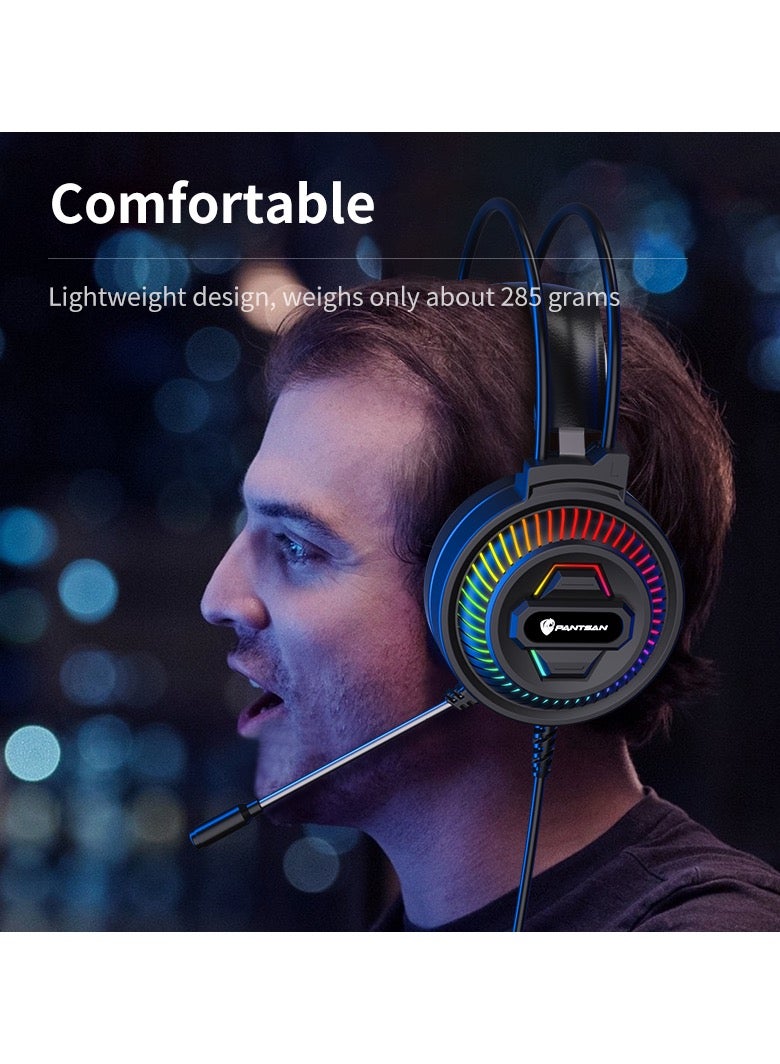 Gaming Headset with Microphone, Gaming Headphones for PS4 PS5 Xbox One PC with RGB Lights, PlayStation Headset with Noise Reduction 7.1 Surround Sound Over-Ear and Wired 3.5mm Jack - Image 1