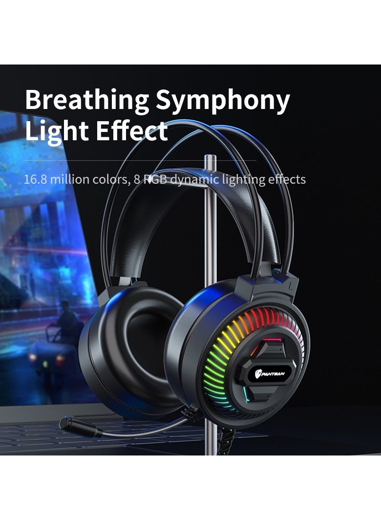 Gaming Headset with Microphone, Gaming Headphones for PS4 PS5 Xbox One PC with RGB Lights, PlayStation Headset with Noise Reduction 7.1 Surround Sound Over-Ear and Wired 3.5mm Jack - Image 3