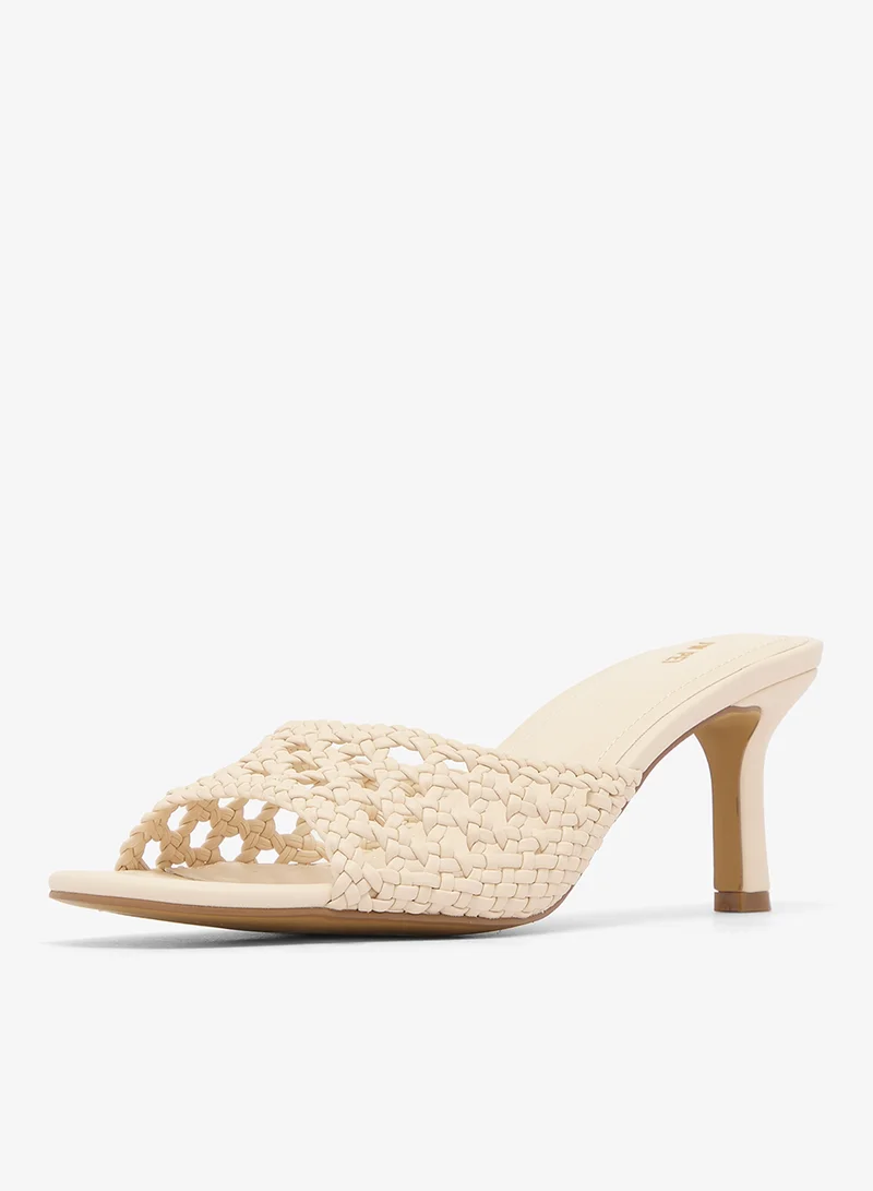 Jw Pei Cream Elara Woven Slide Heels for Women | Best Price UAE