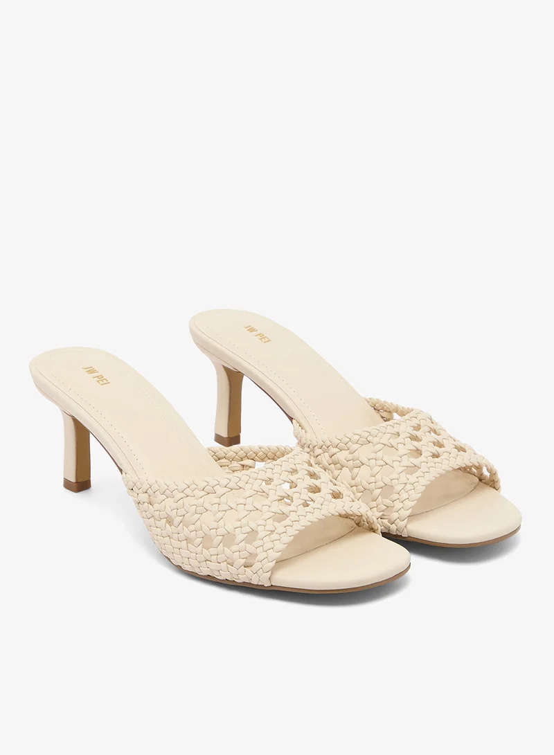 Jw Pei Cream Elara Woven Slide Heels for Women | Best Price UAE
